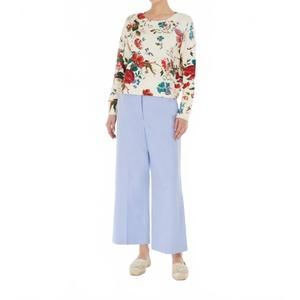 NEW WEEKEND MAX MARA denis floral cotton sweater in white romantic